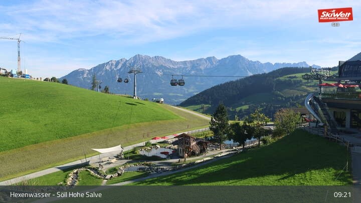 Archiv Foto Webcam Söll – Hochsöll mit Hexenwasser und Hohe Salve Gondelbahn