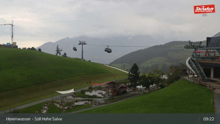 Archiv Foto Webcam Söll – Hochsöll mit Hexenwasser und Hohe Salve Gondelbahn