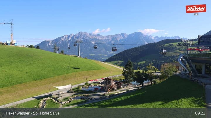 Archiv Foto Webcam Söll – Hochsöll mit Hexenwasser und Hohe Salve Gondelbahn