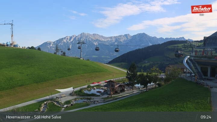 Archiv Foto Webcam Söll – Hochsöll mit Hexenwasser und Hohe Salve Gondelbahn