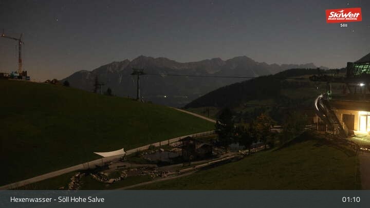Archiv Foto Webcam Söll – Hochsöll mit Hexenwasser und Hohe Salve Gondelbahn