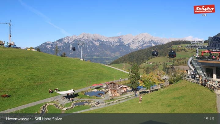 Archiv Foto Webcam Söll – Hochsöll mit Hexenwasser und Hohe Salve Gondelbahn