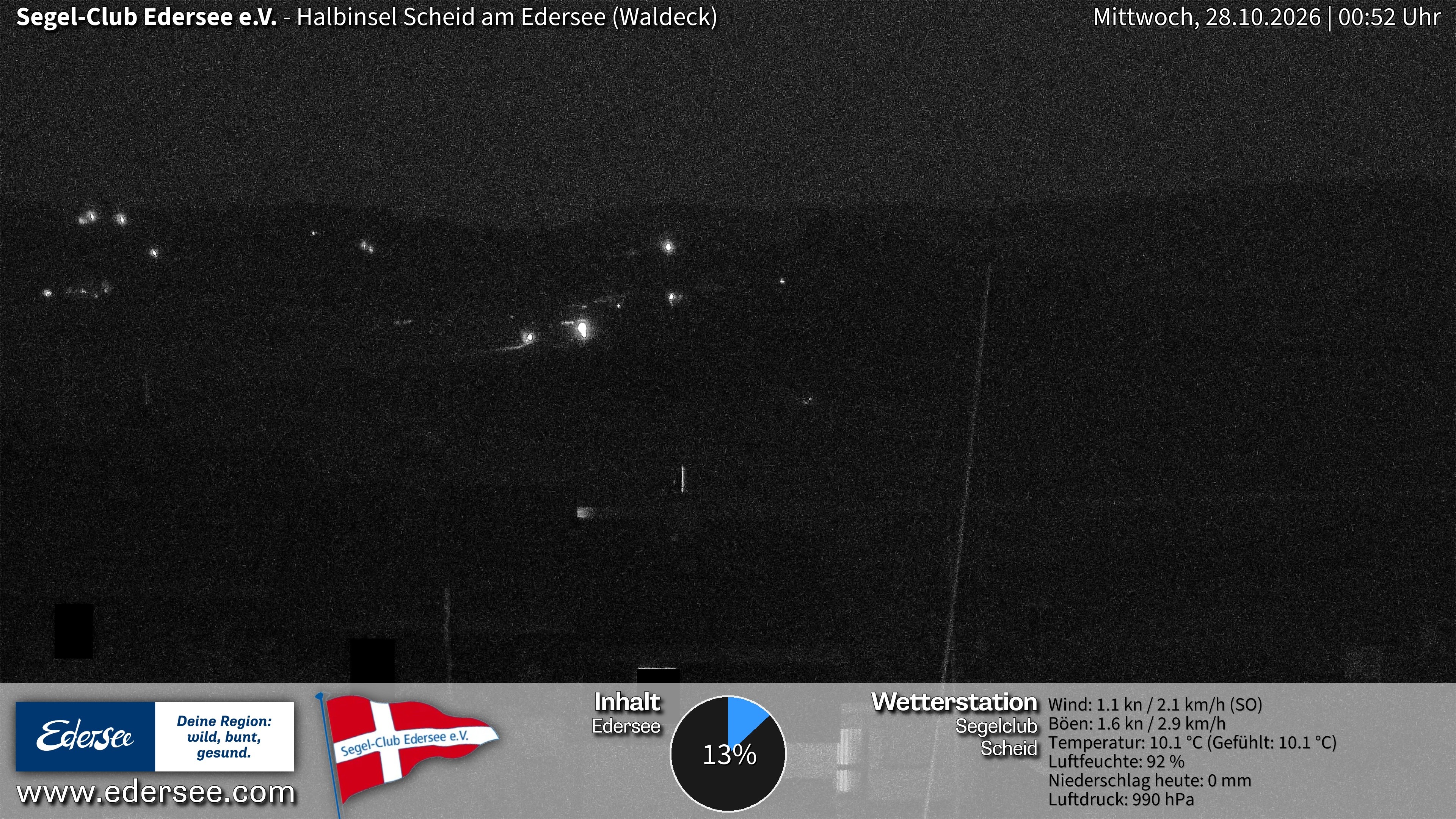 Archiv Foto Webcam Edersee: Halbinsel Scheid Segelclub