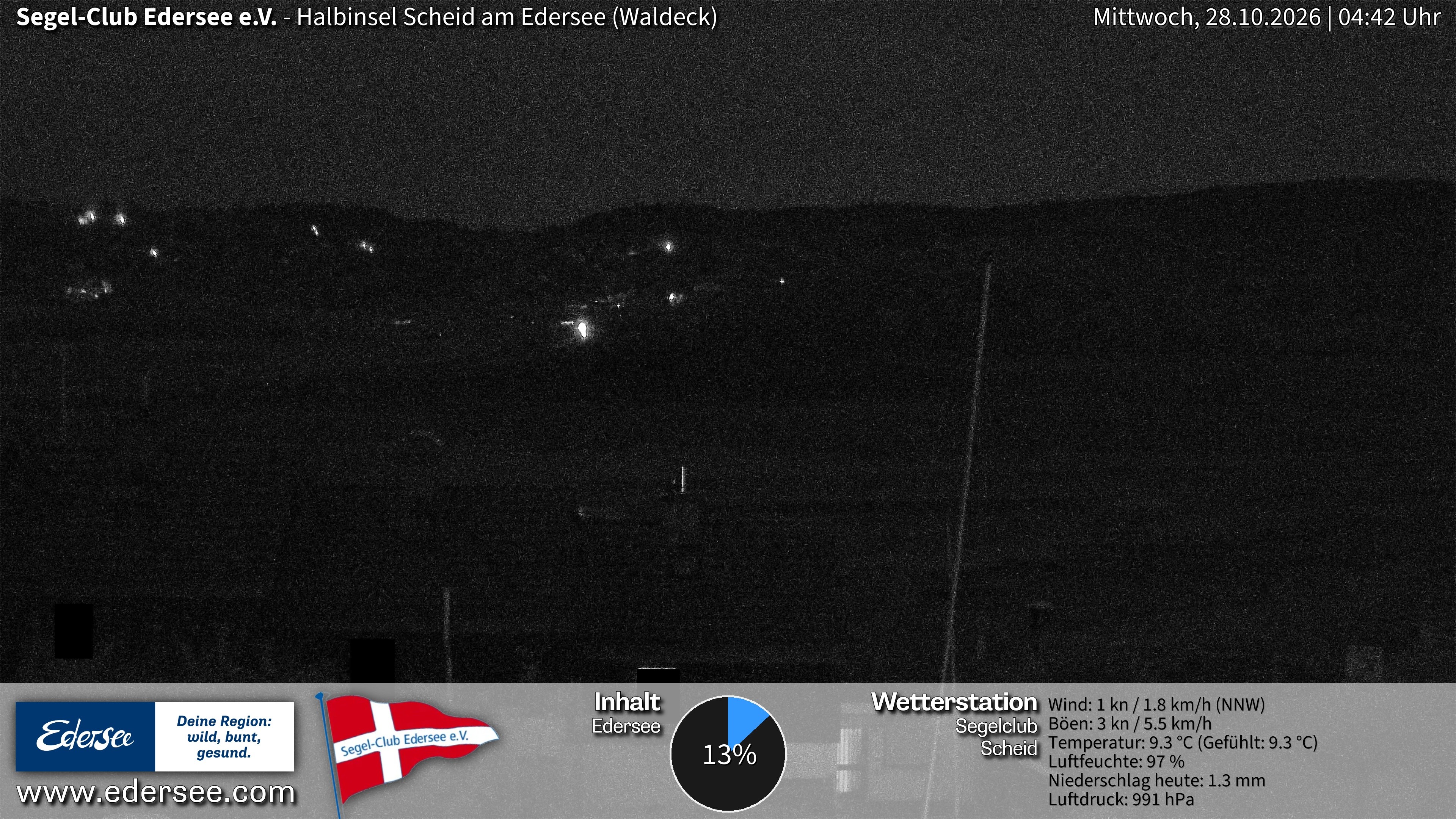 Archiv Foto Webcam Edersee: Halbinsel Scheid Segelclub
