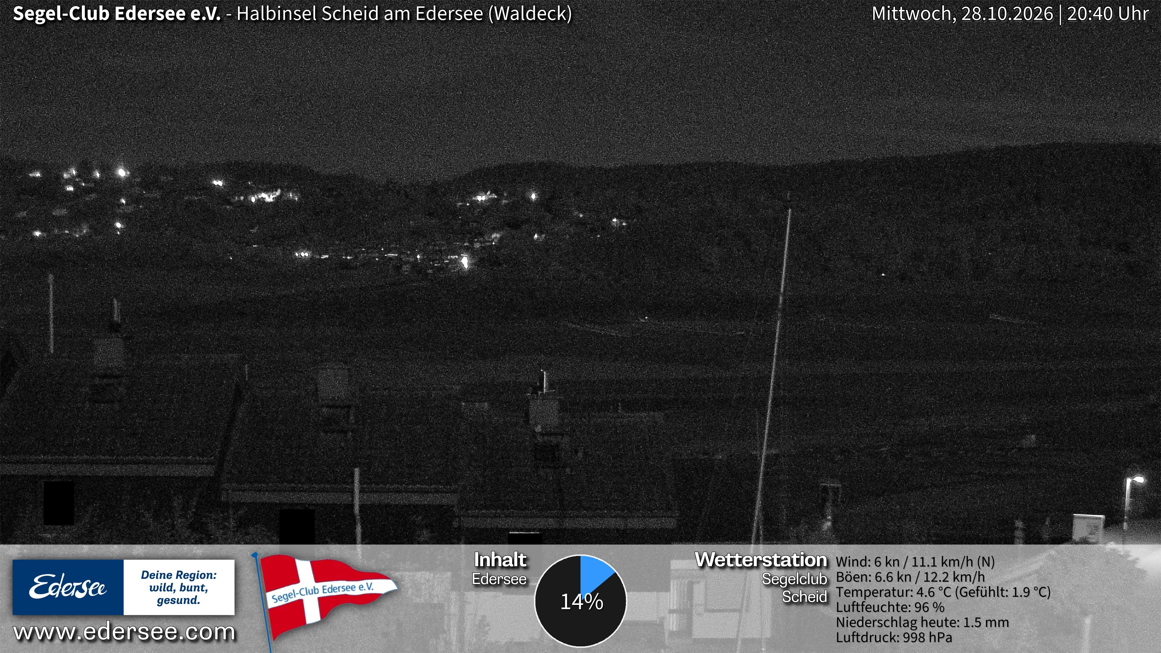 Archiv Foto Webcam Edersee: Halbinsel Scheid Segelclub