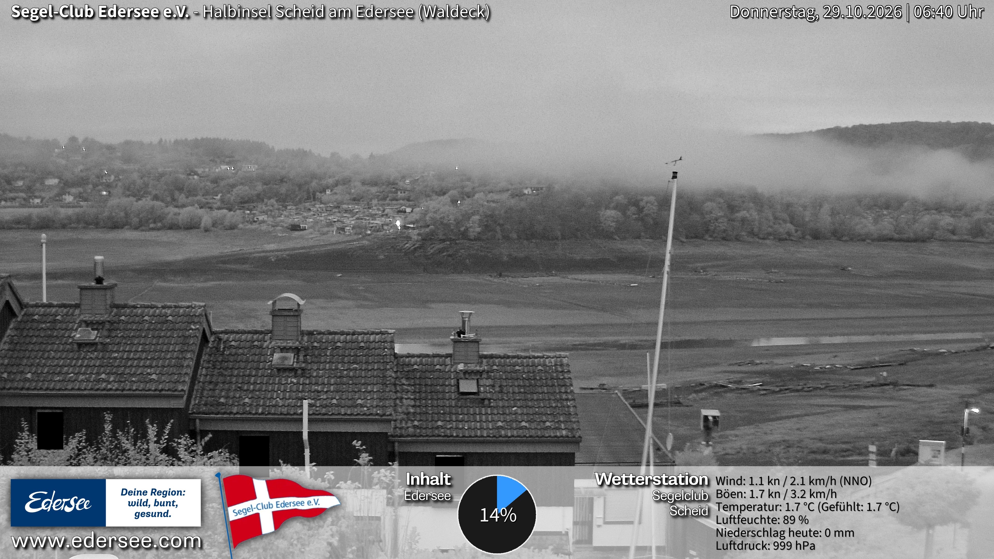 Archiv Foto Webcam Edersee: Halbinsel Scheid Segelclub