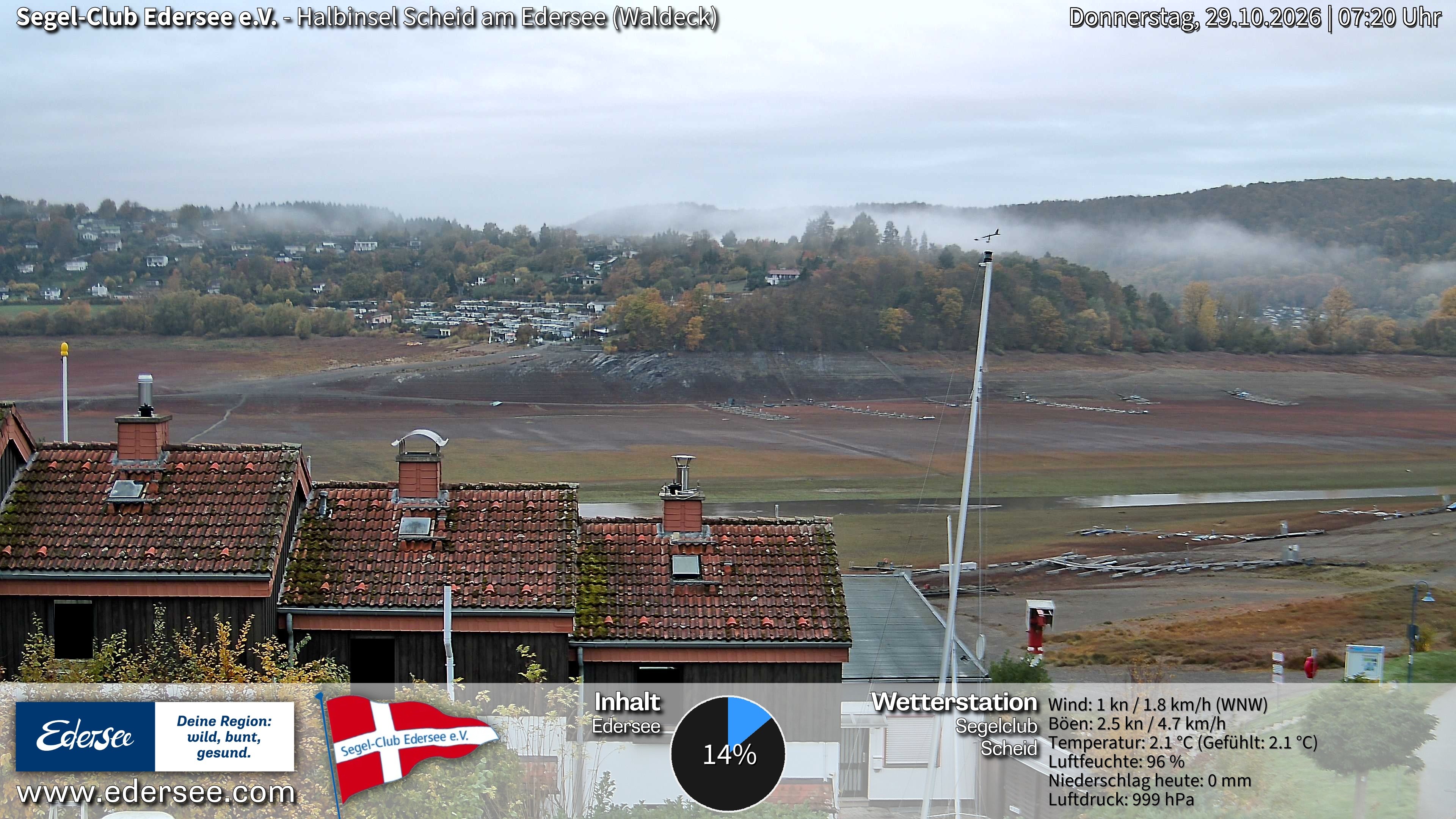 Archiv Foto Webcam Edersee: Halbinsel Scheid Segelclub