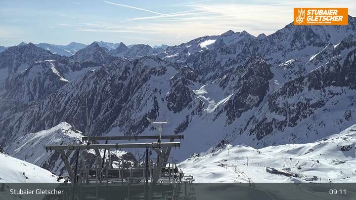 Archiv Foto Webcam Daunjoch Sessellift am Stubaier Gletscher