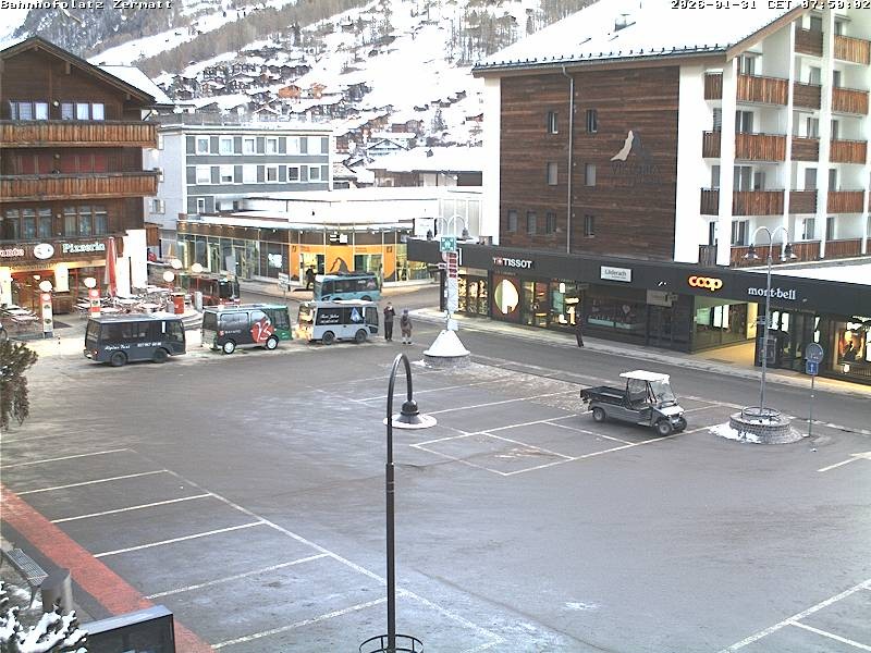 Archived image Webcam Zermatt Railway station