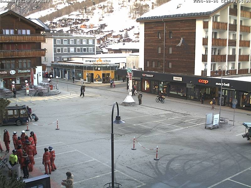 Archived image Webcam Zermatt Railway station