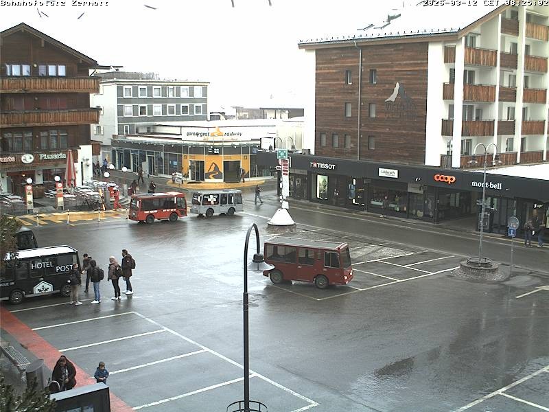 Archived image Webcam Zermatt Railway station