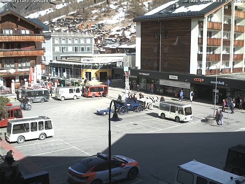 Archived image Webcam Zermatt Railway station