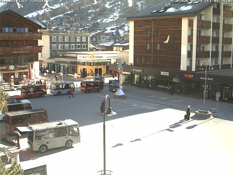 Archived image Webcam Zermatt Railway station