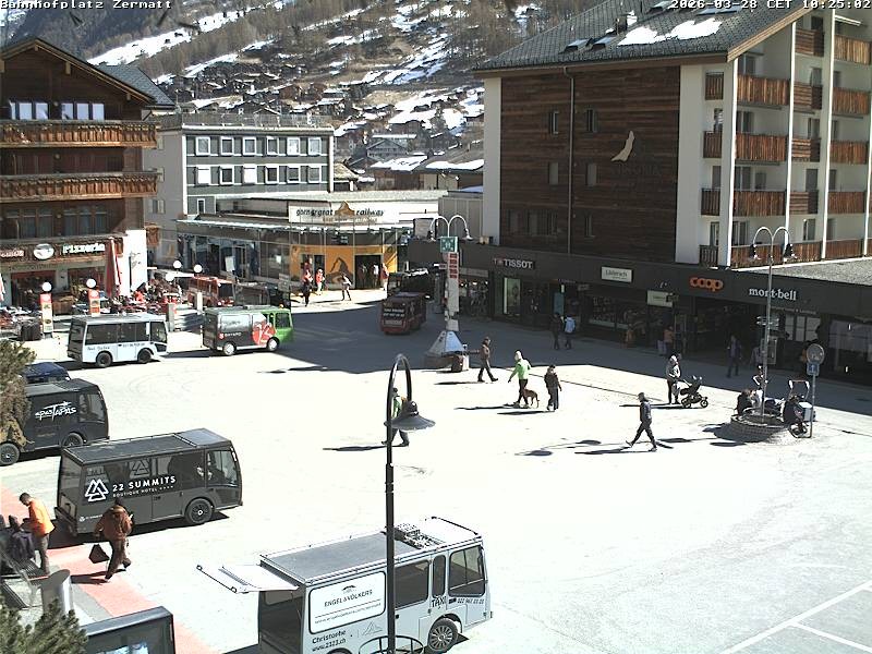 Archived image Webcam Zermatt Railway station