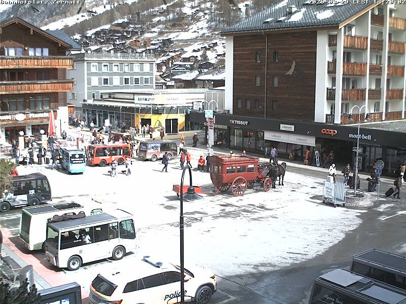 Archived image Webcam Zermatt Railway station