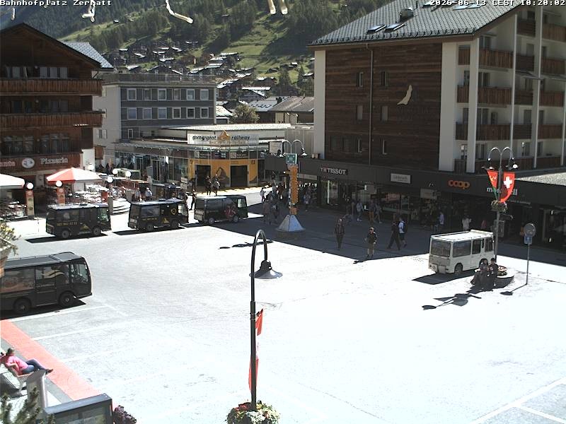 Archived image Webcam Zermatt Railway station