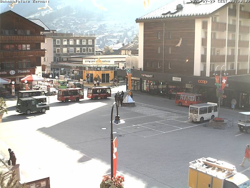 Archived image Webcam Zermatt Railway station