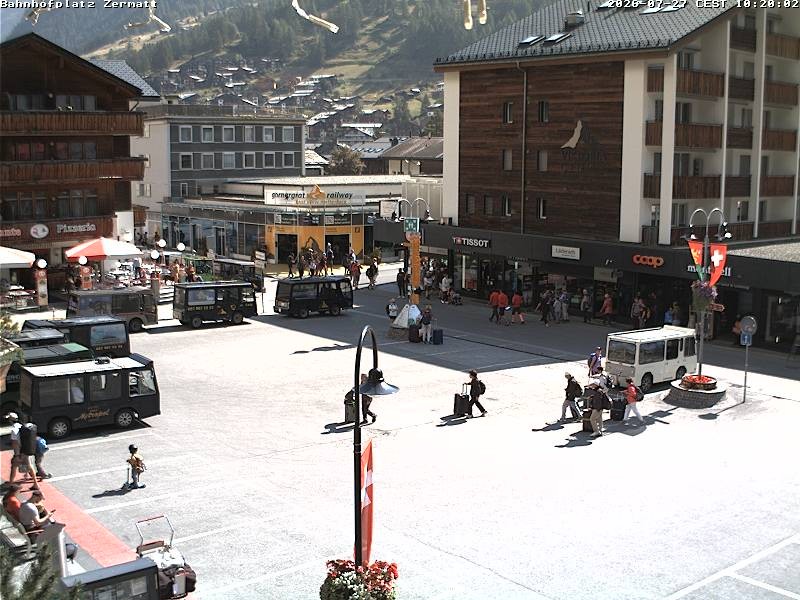Archived image Webcam Zermatt Railway station