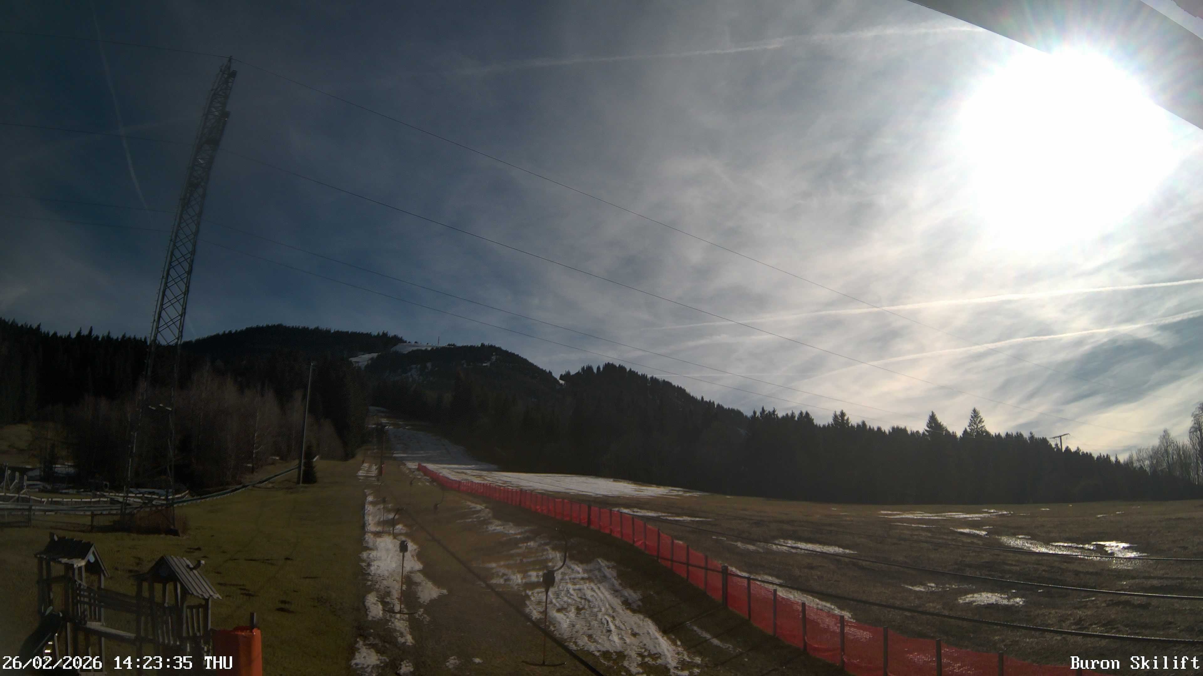 Archived image Webcam Enjoy the panoama view of the ski trail and lift in Buron