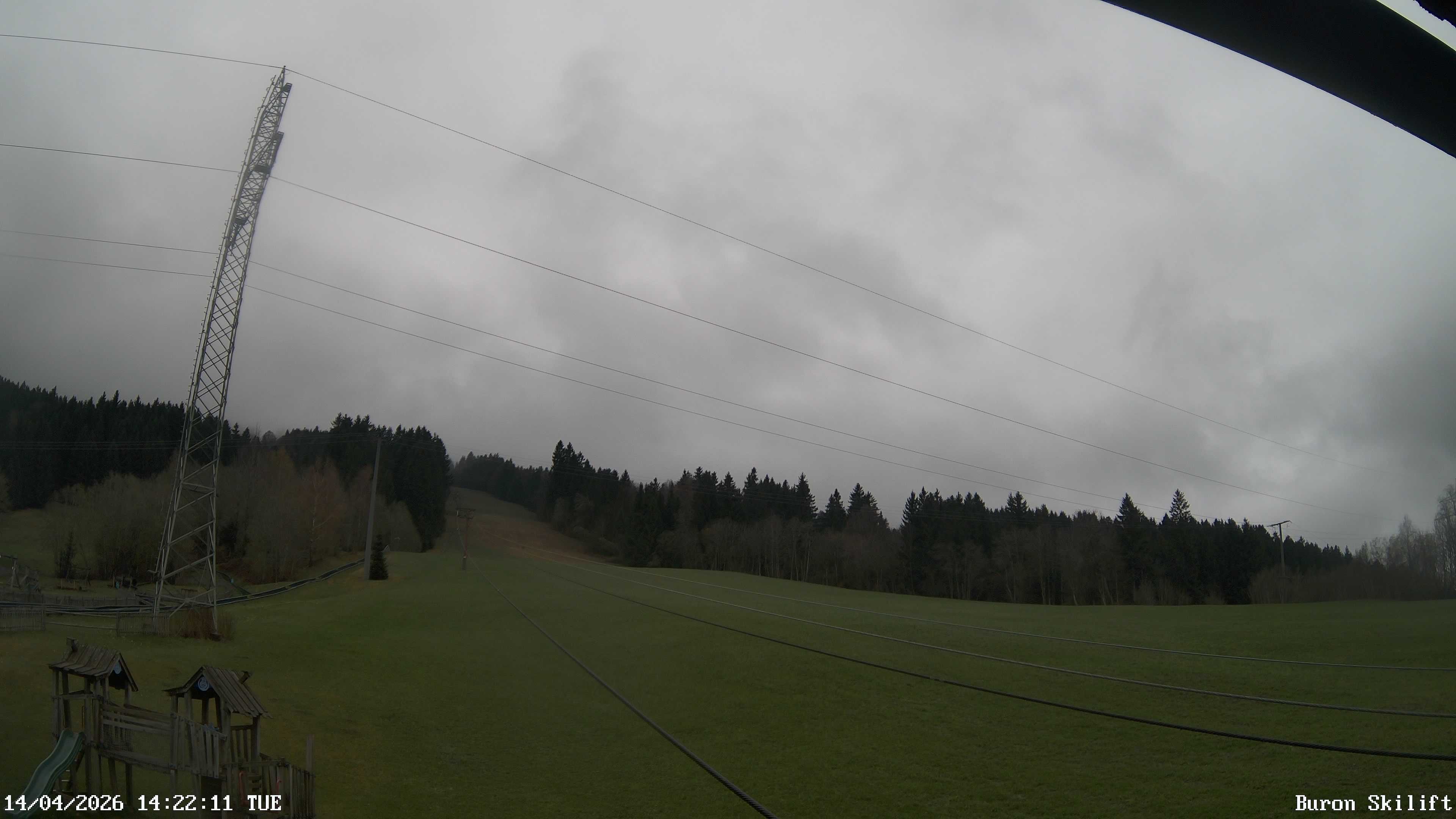 Archived image Webcam Enjoy the panoama view of the ski trail and lift in Buron