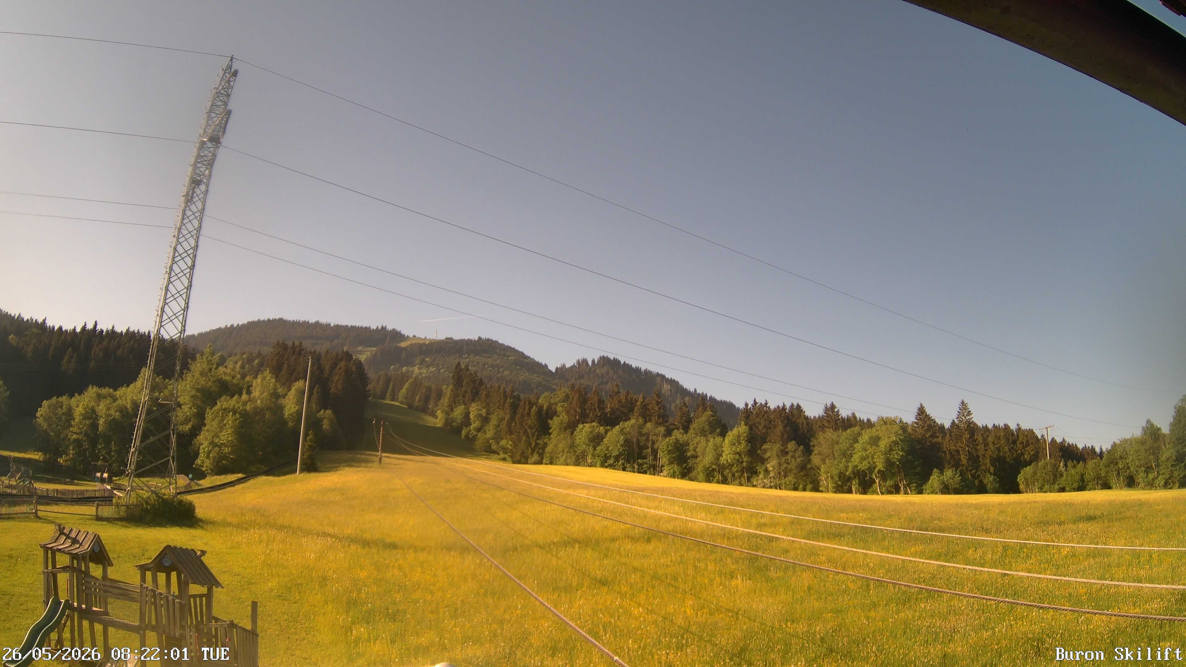 Archived image Webcam Enjoy the panoama view of the ski trail and lift in Buron
