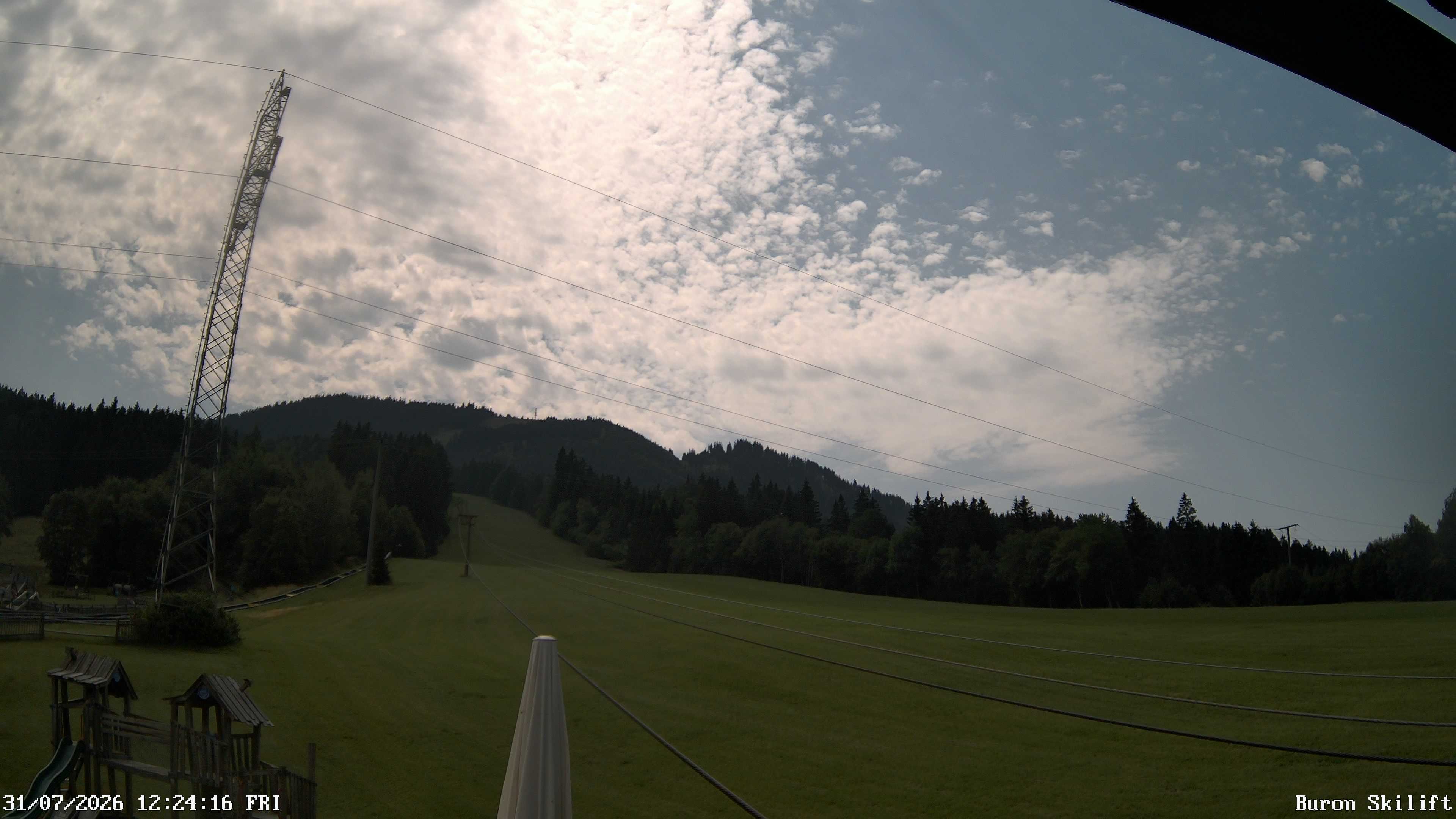 Archived image Webcam Enjoy the panoama view of the ski trail and lift in Buron