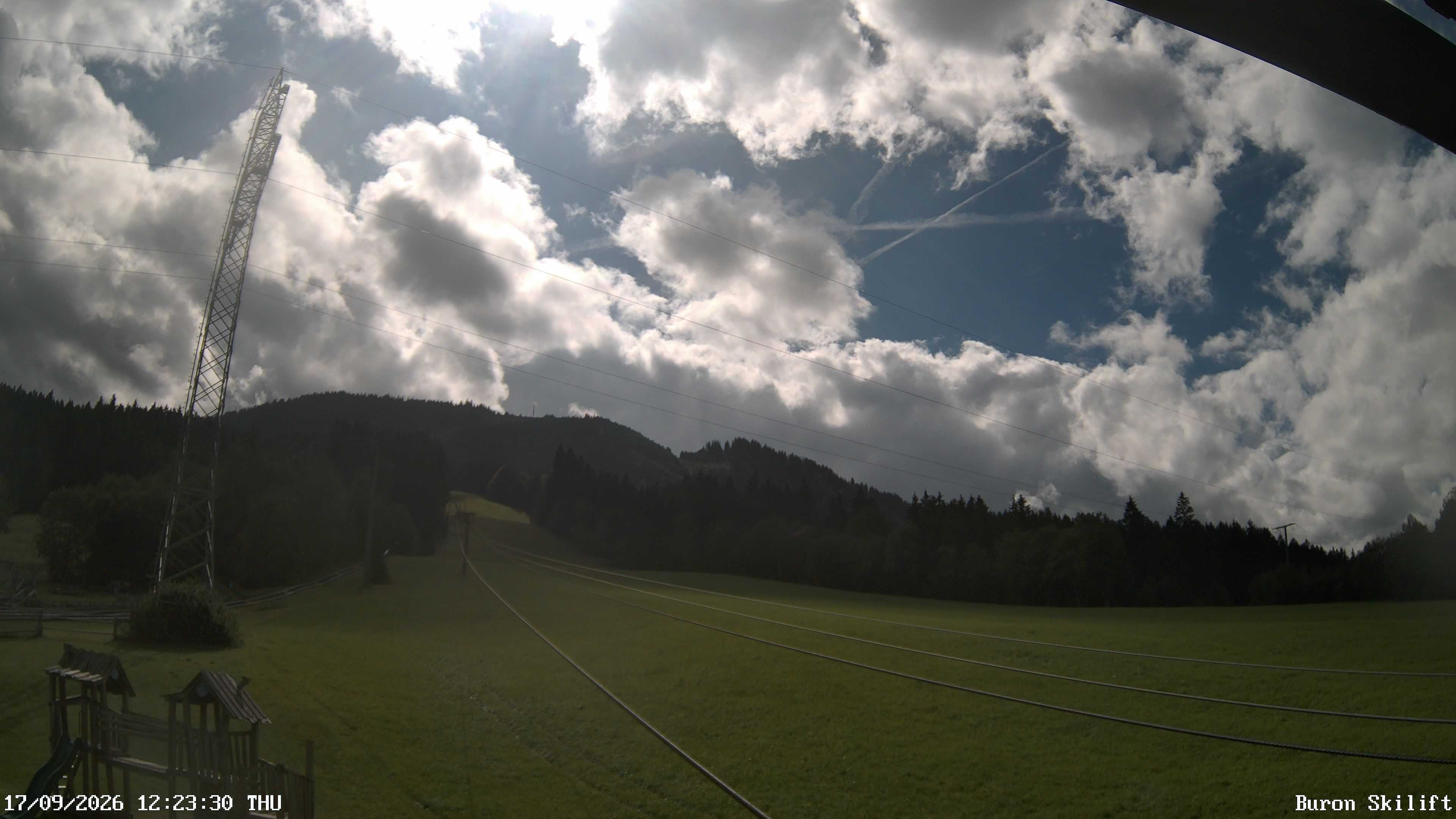Archived image Webcam Enjoy the panoama view of the ski trail and lift in Buron