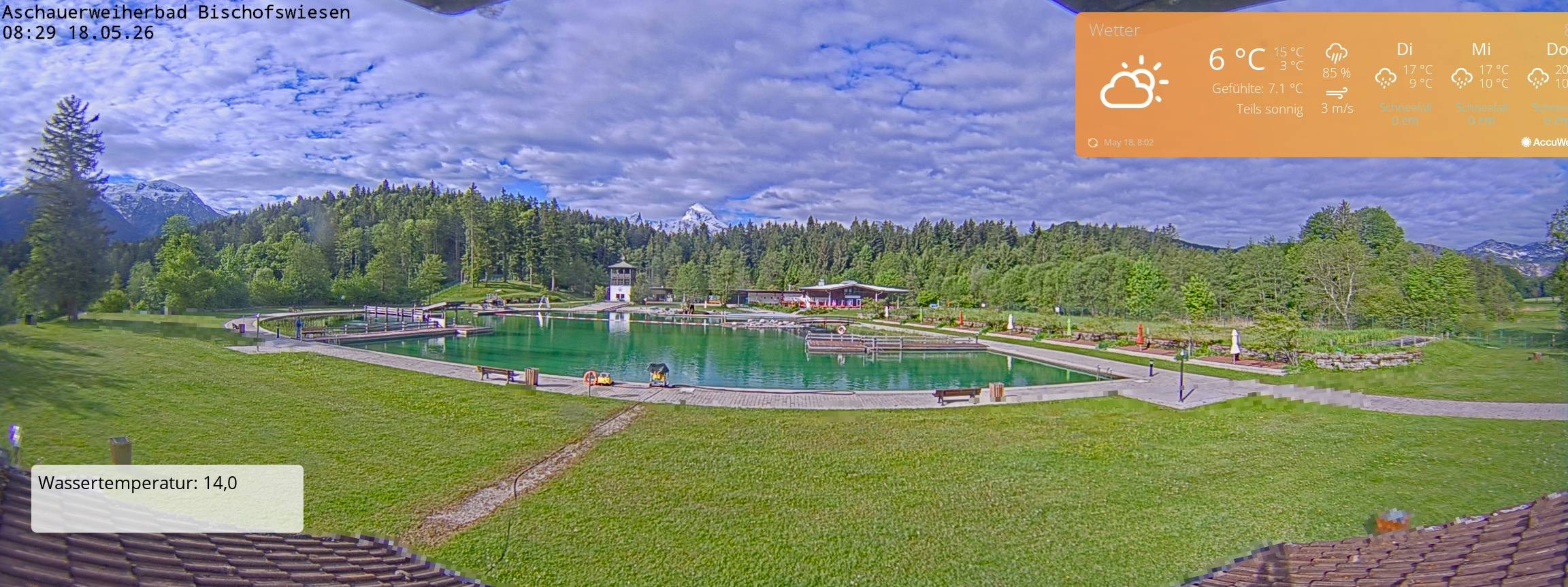 Archiv Foto Webcam Bischofswiesen: Naturbad Aschauerweiher