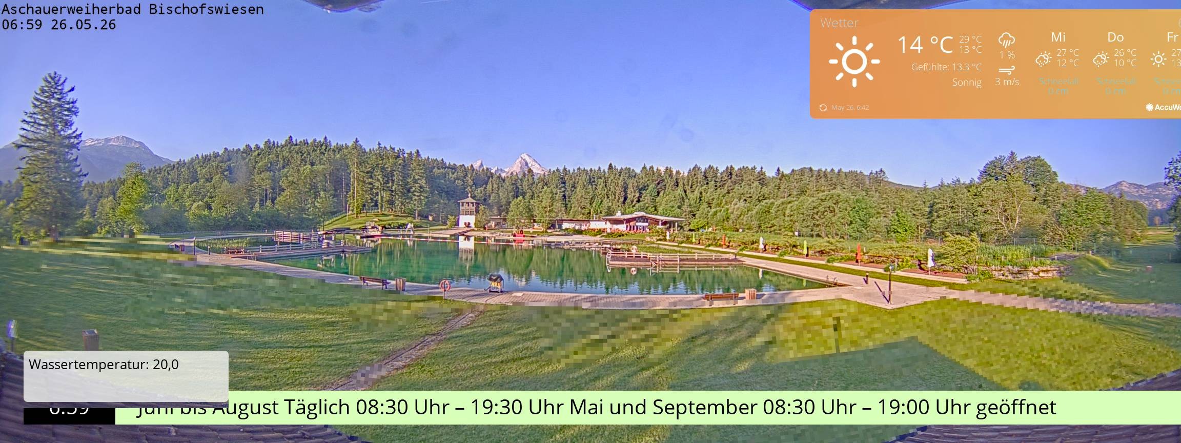Archiv Foto Webcam Bischofswiesen: Naturbad Aschauerweiher