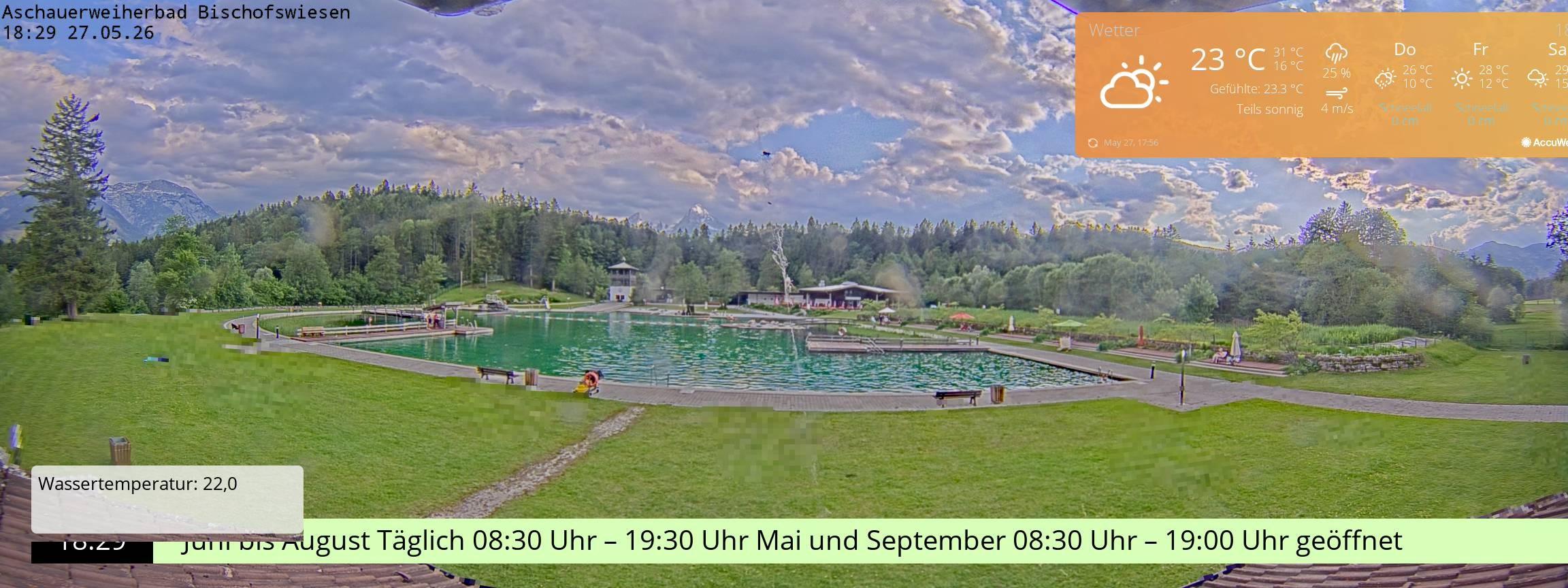 Archiv Foto Webcam Bischofswiesen: Naturbad Aschauerweiher