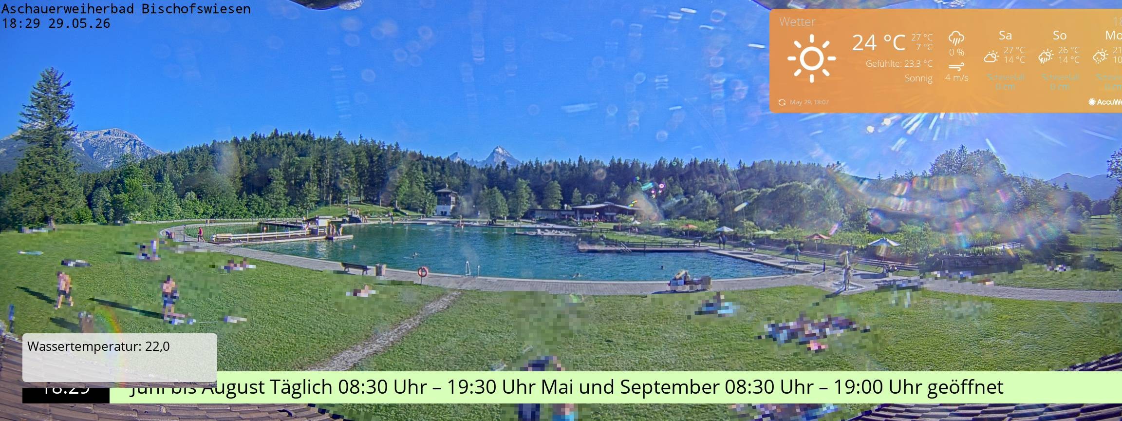 Archiv Foto Webcam Bischofswiesen: Naturbad Aschauerweiher