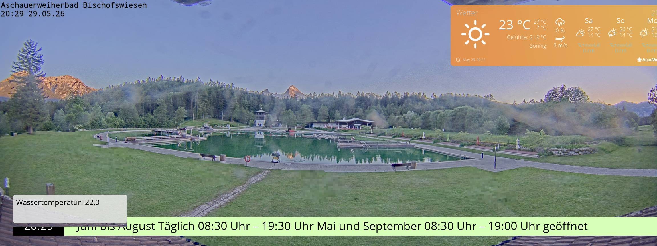 Archiv Foto Webcam Bischofswiesen: Naturbad Aschauerweiher