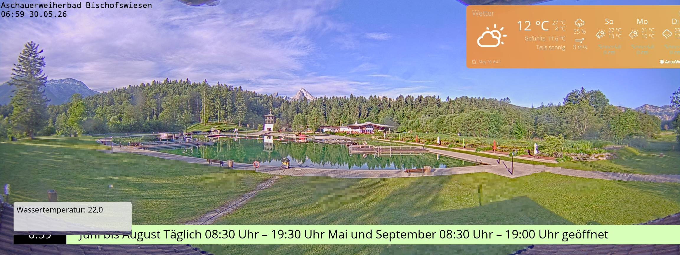 Archiv Foto Webcam Bischofswiesen: Naturbad Aschauerweiher