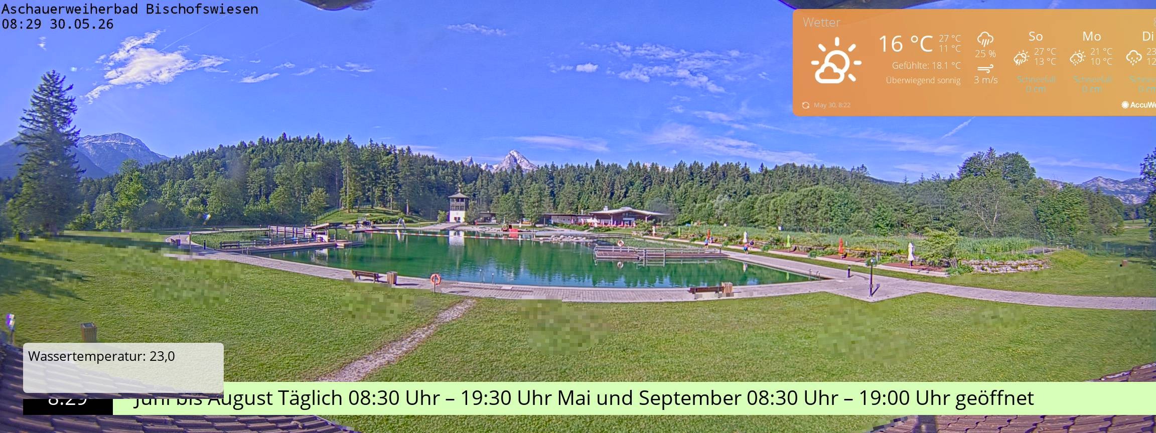Archiv Foto Webcam Bischofswiesen: Naturbad Aschauerweiher