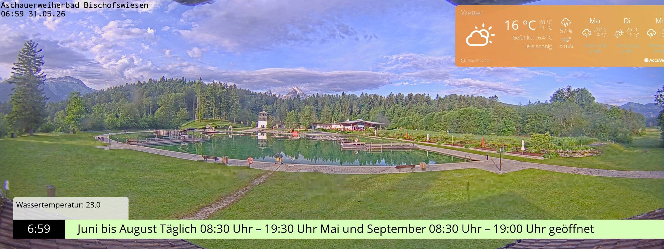 Archiv Foto Webcam Bischofswiesen: Naturbad Aschauerweiher