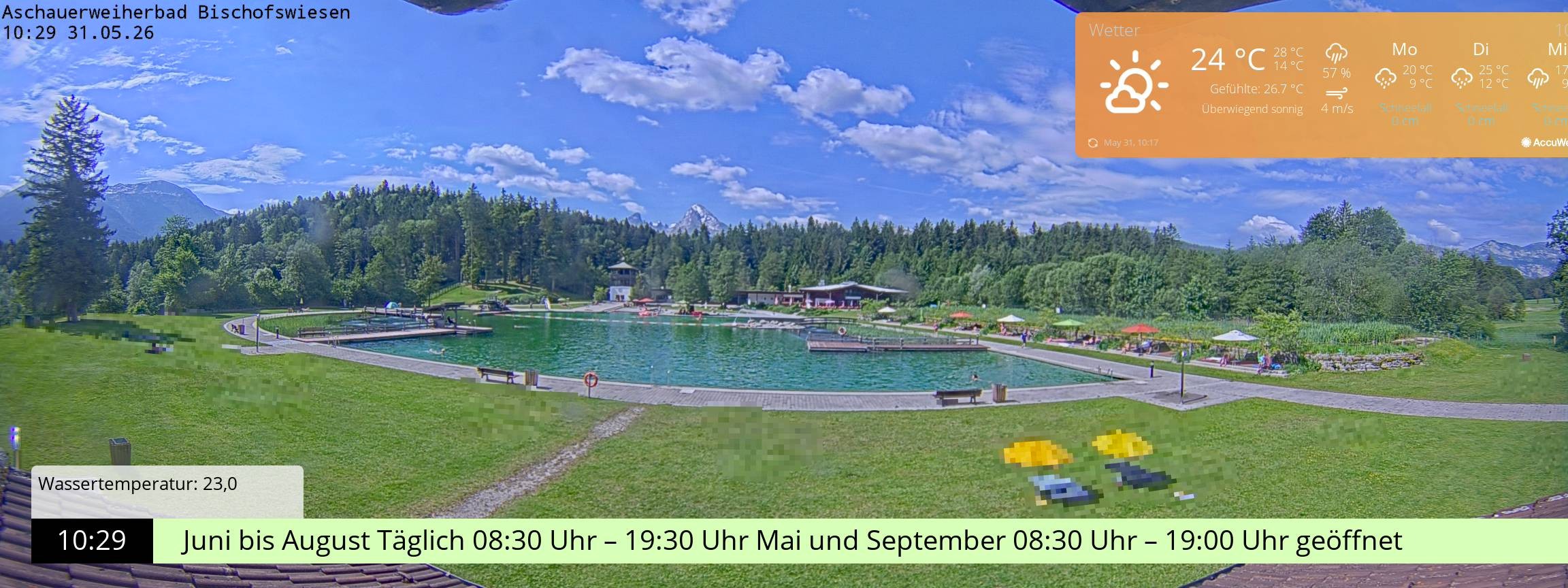 Archiv Foto Webcam Bischofswiesen: Naturbad Aschauerweiher