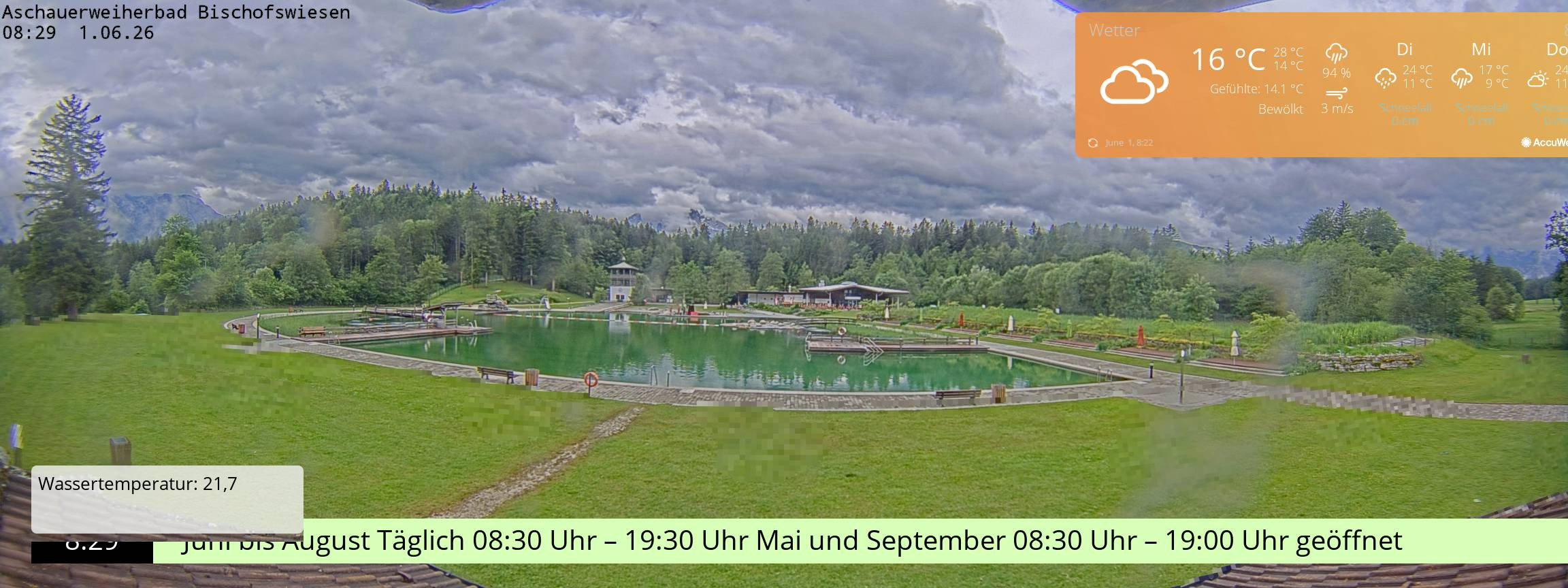 Archiv Foto Webcam Bischofswiesen: Naturbad Aschauerweiher