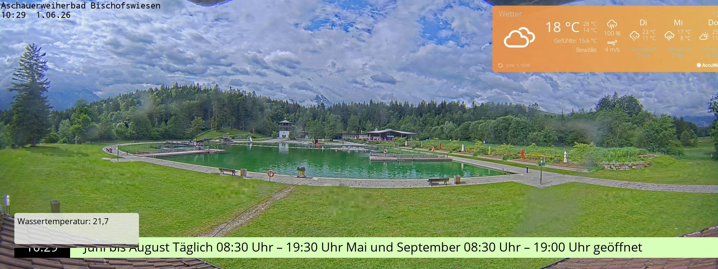 Archiv Foto Webcam Bischofswiesen: Naturbad Aschauerweiher