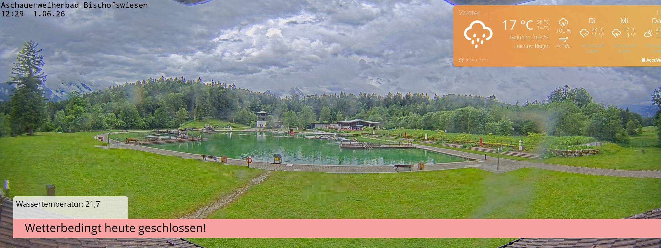 Archiv Foto Webcam Bischofswiesen: Naturbad Aschauerweiher