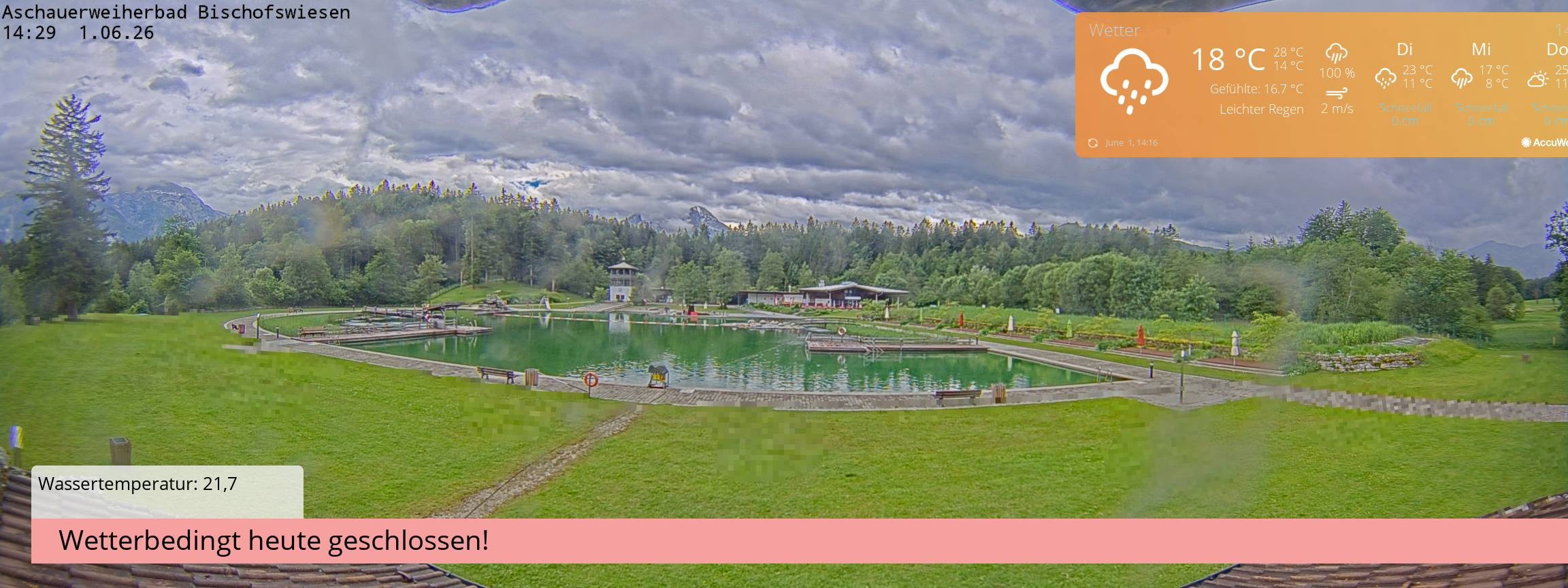 Archiv Foto Webcam Bischofswiesen: Naturbad Aschauerweiher