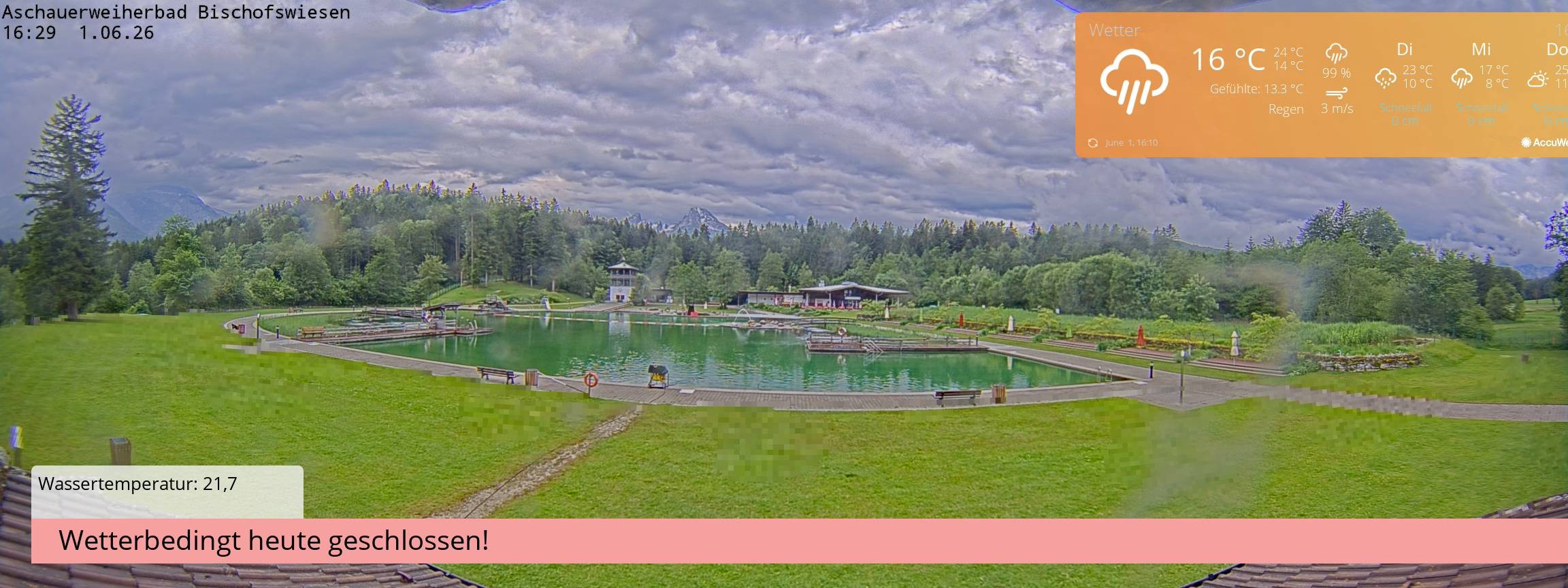 Archiv Foto Webcam Bischofswiesen: Naturbad Aschauerweiher