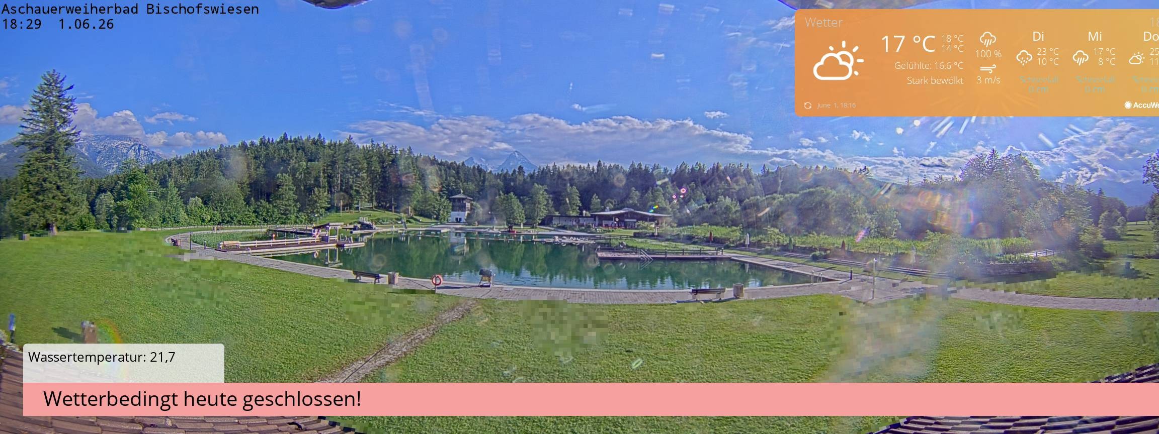 Archiv Foto Webcam Bischofswiesen: Naturbad Aschauerweiher