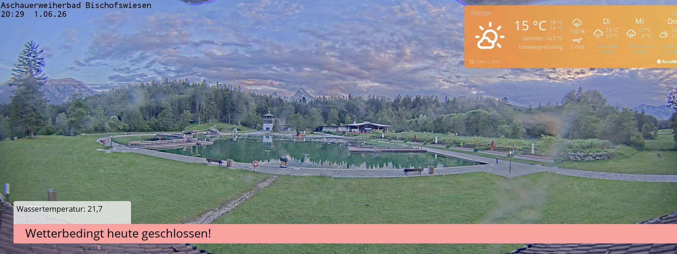 Archiv Foto Webcam Bischofswiesen: Naturbad Aschauerweiher