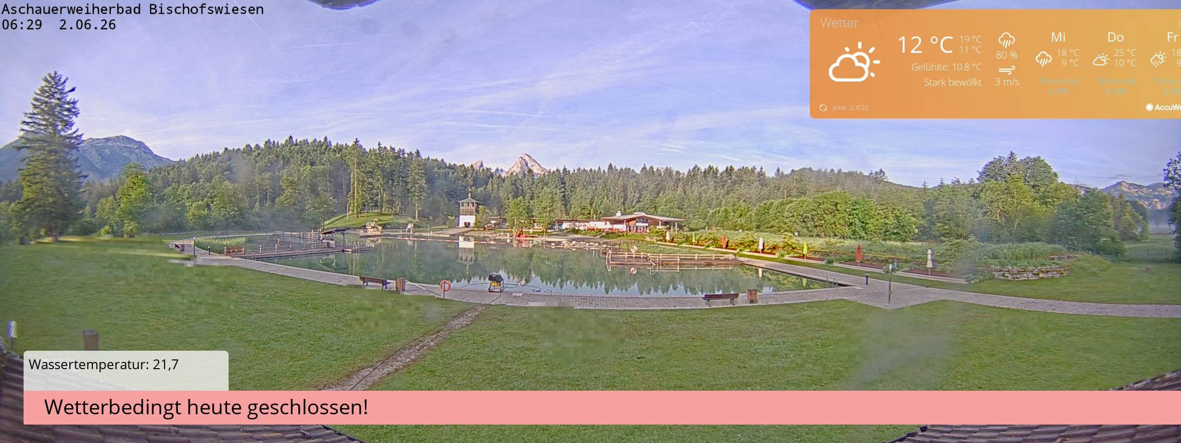 Archiv Foto Webcam Bischofswiesen: Naturbad Aschauerweiher