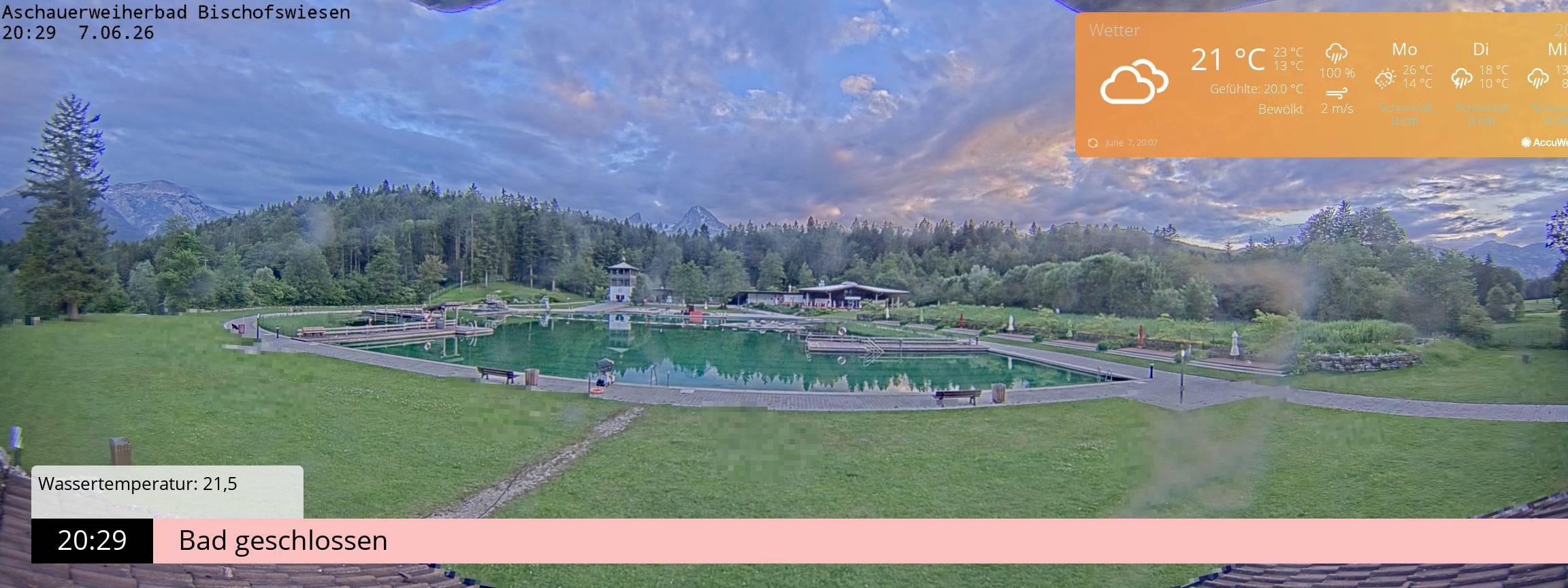 Archiv Foto Webcam Bischofswiesen: Naturbad Aschauerweiher