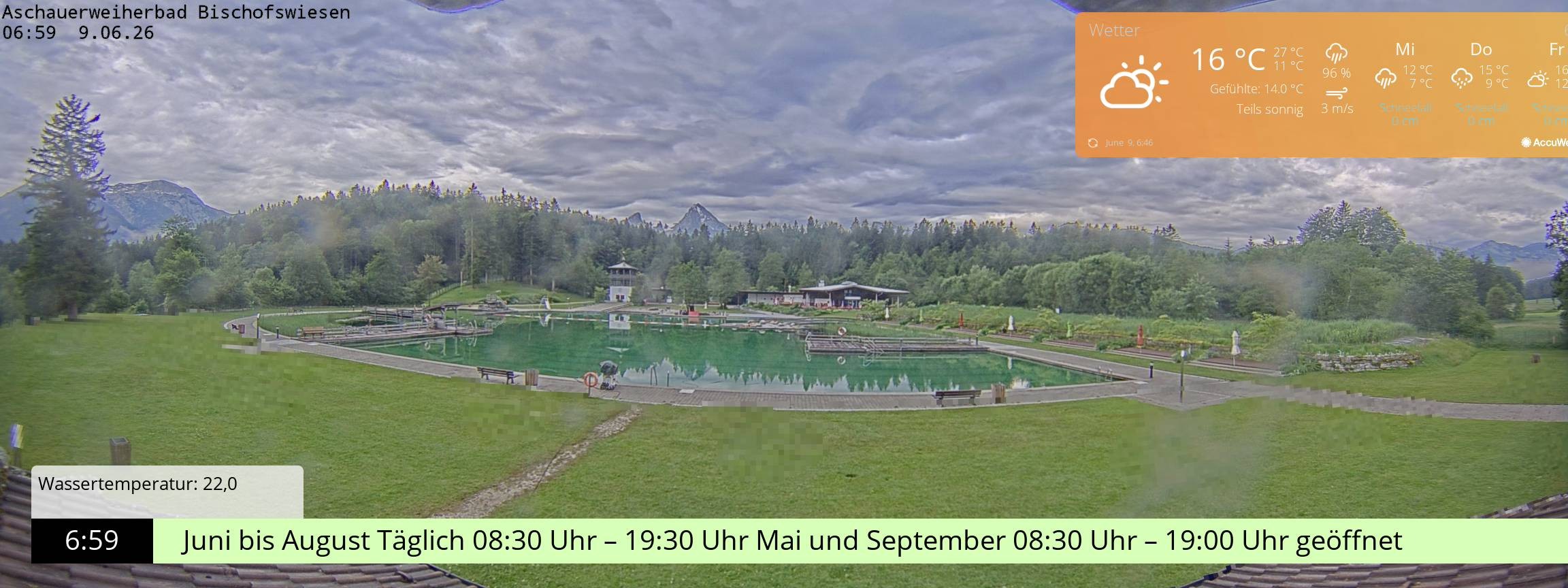 Archiv Foto Webcam Bischofswiesen: Naturbad Aschauerweiher