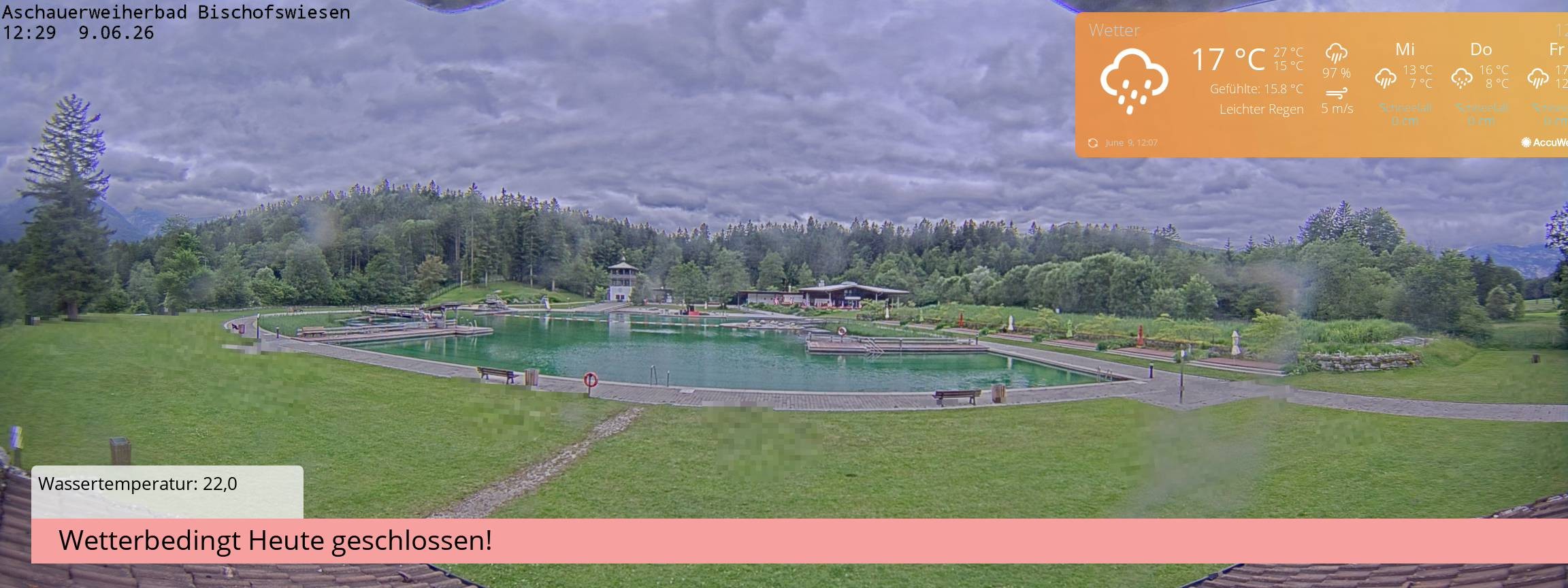 Archiv Foto Webcam Bischofswiesen: Naturbad Aschauerweiher