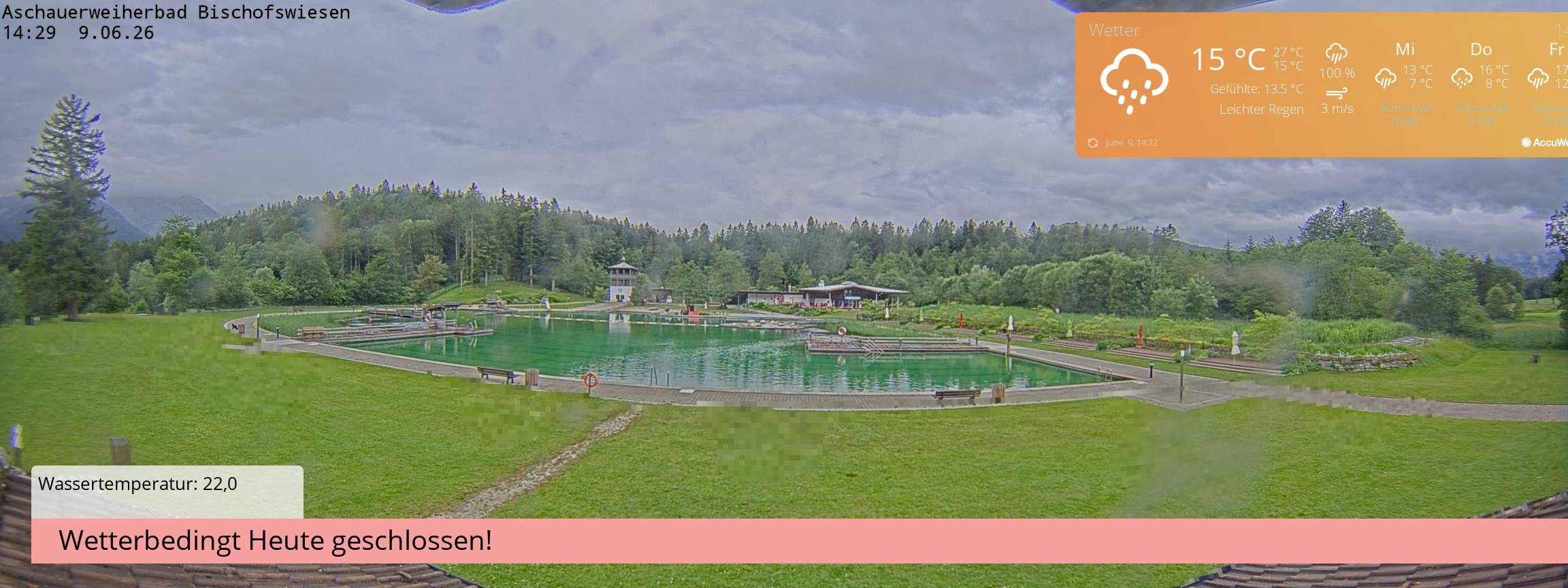 Archiv Foto Webcam Bischofswiesen: Naturbad Aschauerweiher