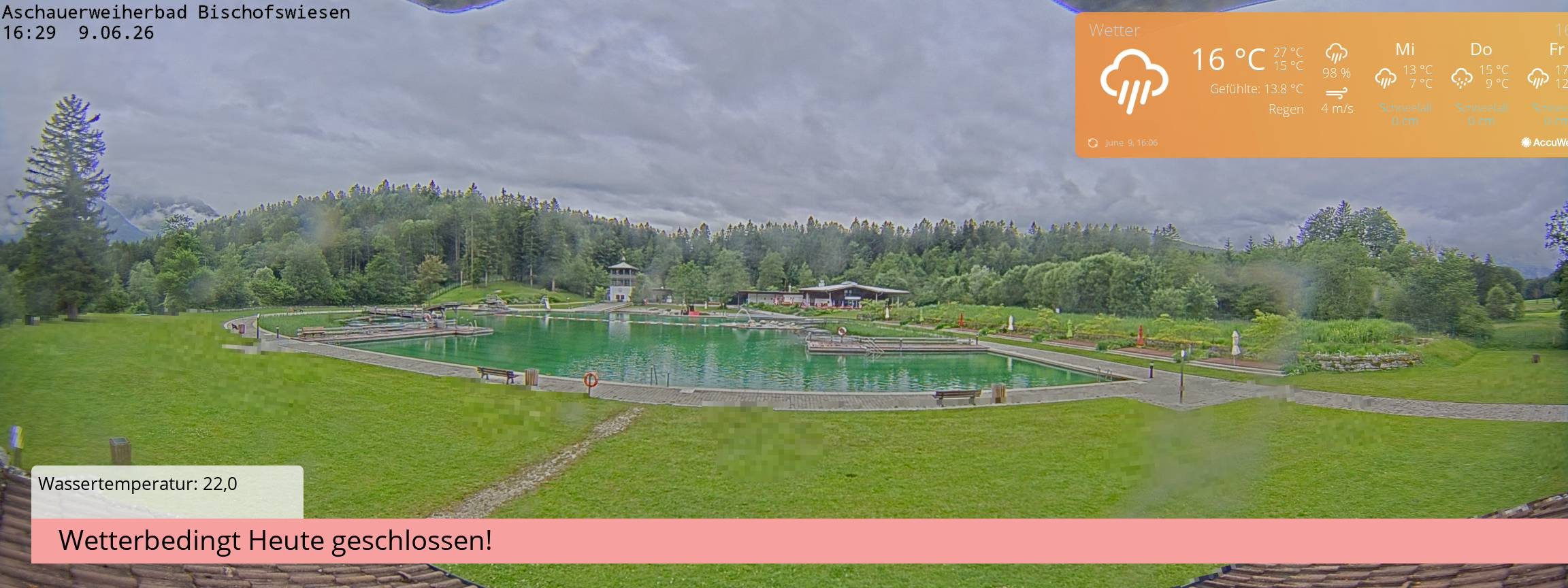 Archiv Foto Webcam Bischofswiesen: Naturbad Aschauerweiher