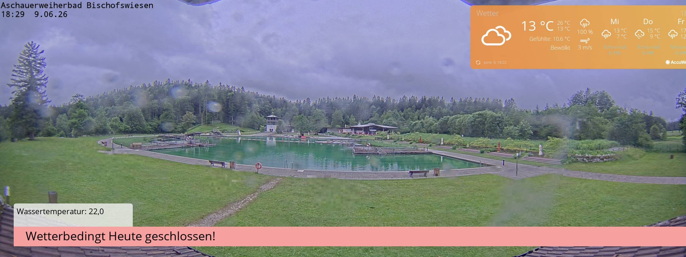 Archiv Foto Webcam Bischofswiesen: Naturbad Aschauerweiher